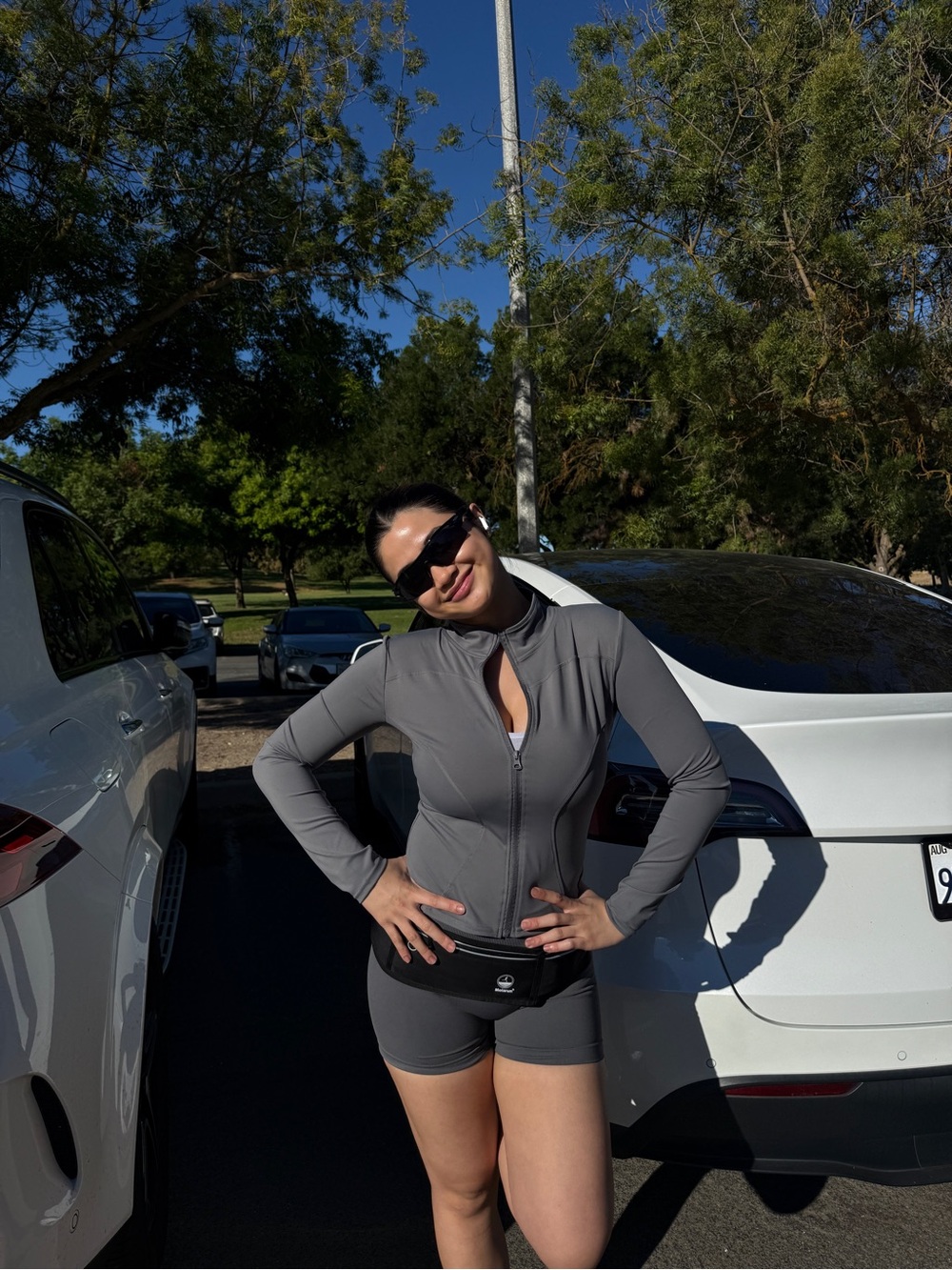 Women's Gray Zip-Up Active Hoodie